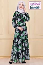 Desenli Sifon Elbise Yesil Moda Merve Yeni Sezon Sifon Tesettur Elbise Modelleri Elbise Modelleri Moda Stilleri Sifon Elbise