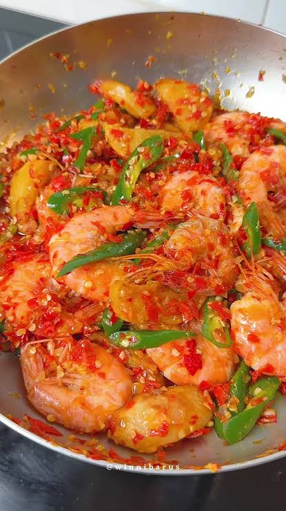 Sambal kentang udang tumis