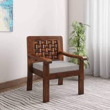 Danish designs wishbone wooden dining chair natural weave. Urbanwood Sheesham Wood Arm Chair For Living Room Furniture Wooden Armchair With Cushion Honey Brown Finish Amazon In Home Kitchen