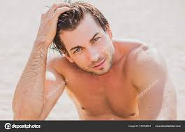 Handsome Man Water Sexy Guy Showing Muscular Fit Body Concept — Stock Photo  © T.DenTeam #379768024