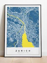 zurich map print city poster color art print wall decor travel gif map of zurich switzerland poster color art art prints wall art prints
