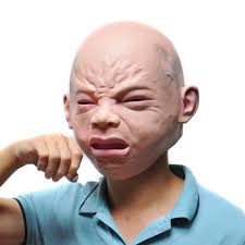 Dress Up Pretend Play Novelty Latex Rubber Creepy Cry Baby Face Head Mask Halloween Party Costume Decorations Toys Games Dress Up Pretend Play