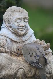 Saint Francis Statue Bird Stock Photos