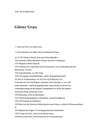 Erstell deinen lebenslauf im online editor! Grass Gunter Sein Leben Und Seine Grossten Werke Grin