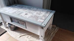 Upcycled coffee table base sanded back, sprayed matt white top sanded back to bring out the grain, stained grey and finished in clear matt acrylic. Upcycled Coffee Table Village