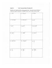 Exponent rules (unit 7 review)draft. Laws Of Exponent Review Pdf Algebra 1 Unit 7 Exponent Rules Worksheet 2 Simplify Each Expression Below Using Exponent Rules Your Final Answer Should Course Hero