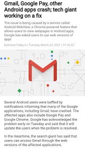 Are your android apps crashing? Gmail Google Pay Other Android Apps Crash Tech Samsung Members