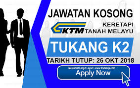 Jawatan Kosong Ktmb Keretapi Tanah Melayu Berhad 26 Oktober 2018 Fund Management Risk Management Malaysia