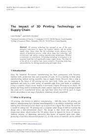 Headquarter employees at a small cost. Pdf The Impact Of 3d Printing Technology On Supply Chain