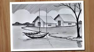 50 gambar 3 dimensi cara melihat dan contoh benda 3d. Riverside Village Scenery Drawing With Pencil Pencil Drawing For Beginners Pencil Drawings Drawings Nature Art Drawings