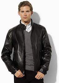Ralph Lauren Black Polo Leather Barracuda Jacket For Men Odezhda