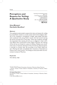 Pdf Perceptions And Reasons For Veiling A Qualitative Study