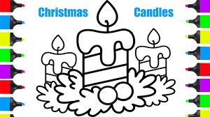 How To Draw Christmas Candles Easy Coloring For Kids Christmas Stuff Art Youtube