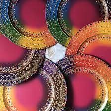 Colourful Mehndi Plates Tray Thaal Wedding Decor Mehndi Decor Mehndi Party Wedding Decorations