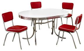 retro 1950's oval dining table and red