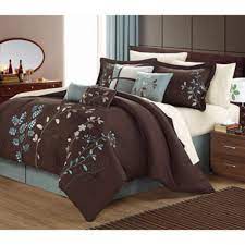 Get free shipping on qualified queen, blue comforters or buy online pick up in store today in the home decor department. Luxury Bedding Sets Modern Comforter Set Queen King Teal Blue Brown Bed In A Bag Bed In A Bag Brown Comforter Sets Brown Comforter Comforter Sets