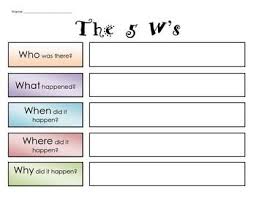 The 5 Ws Reading And Writing Graphic Organizer Graphic