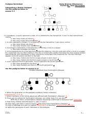 Draw a pedigree showing all the individuals described in the problem. Pedigree Worksheet Pedigree Worksheet Name Period Date Interpreting A Human Pedigree Use The Pedigree Below To Answer 1 5 1 In A Pedigree A Square Course Hero