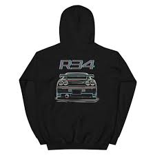 R34 GTR Rear View JDM Tuner Skyline GT-R Unisex Hoodie