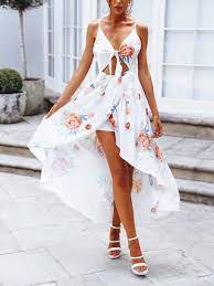 100% baumwolle / tutu 100% polyester. Armellos Blumen Gedruckt Unregelmassiger Saum Kleid Weiss Rose Boutique