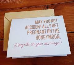 It helps if you like your boss. May You Not Get Pregnant On The Honeymoon Funny Wedding Card Etsy In 2021 Funny Wedding Cards Wedding Cards Wedding Card Messages