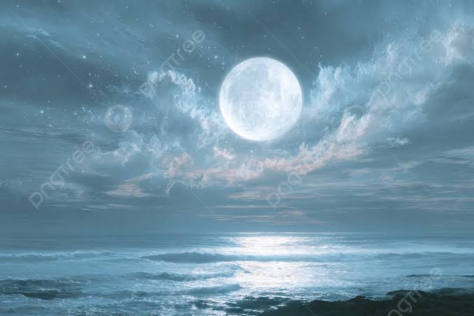 A Beautiful Full Moon Over The Ocean Glowing Blue Water White Clouds In  Black Sky, Moon, Beautiful, Ocean Background Image And Wallpaper for Free  Download