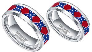 Dixie Flag His Hers Couples Ring Set Silver Couples Ring Set Purple Amethyst Ring Camo Wedding Rings