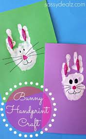 Toddlers can color the printable easter card grade schoolers might have some fun with watercolor paints, glitter and glue or making a collage have your child make a collection of homemade easter cards and take them to the local. Bunny Rabbit Handprint Craft For Kids Easter Idea Crafty Morning