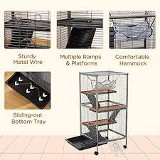 Amazon.com: Metal Small Animal Cage Rolling Big Ferret Cage, Chinchilla  Cage, Sugar Glider Cage, with Hammock & 4 Tiers, Removable Tray, Gray : Pet  ...