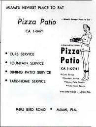 Pizza Patio Menu Bird Rd Miami Fl Childhood Days Nostalgia History