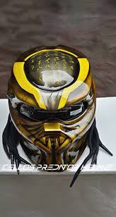 Black And Yellow Motorcycle Helmet Awesome Black Yellow Predator Dot Full Face Approved Ready Size M L Xl