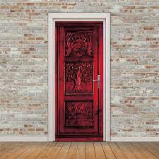 Livraison Gratuite 3d Rouge Modele De Porte Porte Stickers Muraux Bricolage Mural Chambre Decoration Affiche Pvc Etanche Port Stickers Muraux Autocollant Mural