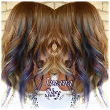 Peekaboo Highlights Purple And Teal Peekaboo Hair Teal Hair Hair Styles