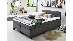 Mit stoffbezug (wahlweise) fussfarbe abb.004.85 buche massiv lackiert (wahlweise mi… Boxspringbett Philly Bx1480 Bett 140x200 Stoff Grau Topper