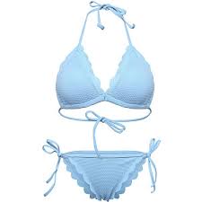Yoins Light Blue Fashion Lace Up Sleeveless Swimwear Bikini Set 14 Liked On Polyvore Featuring Swimwe Blue Swimsuit Light Blue Swimsuits Blue Bathing Suit