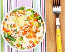 Recette De Riz Froid Aux Petits Legumes Pour Utiliser Les Restes Recette Recette Riz Plat A Base De Riz Plat De Regime