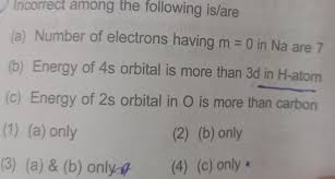 Assertion :- In Hydrogen Energy Of 4 S Is More Than 3D. Reason :- An Orbi..