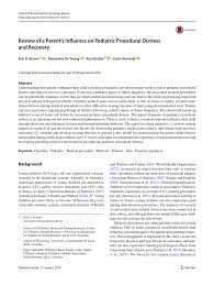 Pdf Review Of A Parent S Influence On Pediatric Procedural Distress And Recovery