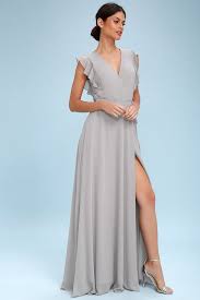 Crescendo Light Grey Wrap Maxi Dress Grey Evening Dresses Grey Wedding Guest Dresses Best Formal Dresses