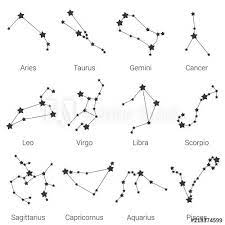 12 Zodiac Signs Constellations Isolated Vector Set Aries Taurus Gemini Cancer Leo Virgo Libra Scorpio Sagitta Taurus Tattoos Sagittarius Tattoo Zodiac Tattoos