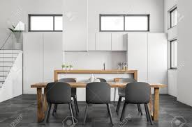 Use them in commercial designs under lifetime, perpetual & worldwide rights. Close Up Of Modern Kitchen And Dining Room With White Walls Stock Photo Picture And Royalty Free Image Image 111679667