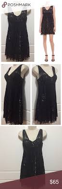 Bcbg Black Lace Fringe Dress Fringe Dress Dresses Clothes Design