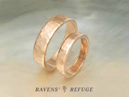 Black zirconium square hammered ring with 14k rose gold and diamond custom made. Hammered Rose Gold Rings Matching Wedding Bands Ravens Refuge