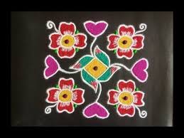 Simple Rangoli Design With Colours And Dots 10x2x2 For Festivals And Competitions Flower And Deepa Rangoli Designs Flower Rangoli Colorful Rangoli Designs
