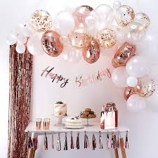 Ginger Ray Rose Gold Balloon Arch Garland Kit 70 Balloons In Assorted Sizes Tape Balloon Birthday Party Balloon Rose Gold Party 21st Birthday Decorations