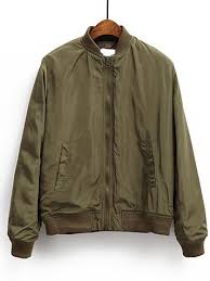 Blouson Matelasse Col Montant Avec Poches Vert Kaki Padded Jacket Olive Bomber Jacket Bomber Jacket Women