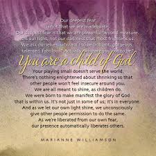 Our deepest fear...Marianne Williamson quote by FiveDollarMarket via Relatably.com