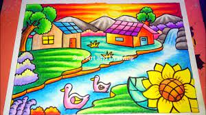 Anak pasti akan tertarik jika diajari mewarnai objek tersebut. Cara Menggambar Dan Mewarnai Pemandangan Alam Rumah Air Terjun Dan Pegunungan Drawing Scenery Youtube