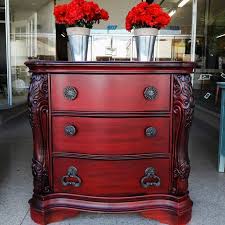 Pitch Black Glazed Holiday Red Nightstand Red Painted Furniture Red Furniture Furniture Makeover