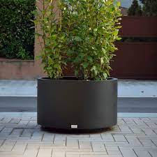 Corten steel pedestal planter —. Cor Ten Steel Planter Cilar Durbanis Painted Steel Round Contemporary